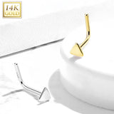 14K Solid Gold Flat Triangle Top L Bend Nose Ring