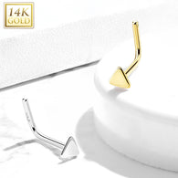 14Kt. Solid Gold Flat Triangle Top L Bend Nose Stud Ring