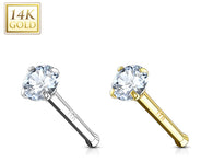 14 Karat Solid Gold Prong Set 3 mm CZ Nose Stud