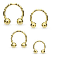 14K Gold Plated Ball Horseshoe Circular Barbells Tragus Helix Cartilage Daith 16GA