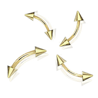 Basic Gold Plated Spike Curved Barbells Eyebrow Rings