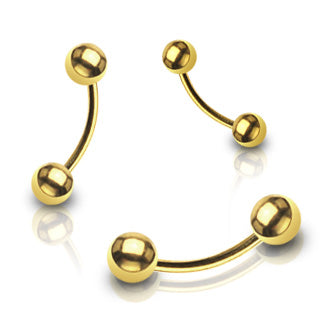 Basic Gold Plated On Surgical Steel Ball Curved Barbell Eyebrow Ring