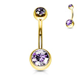 Double Press Fit Gemmed Yellow Gold IP Belly Button Rings