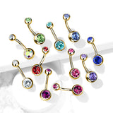 Double Press Fit Gemmed Yellow Gold IP Belly Button Rings