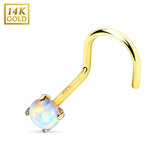 Prong Set Opal 14K Solid Gold Nose Screw Ring
