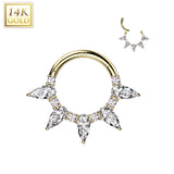 14K Solid Gold Teardrop Hinged Segment Ring for Nose Septum Cartilage