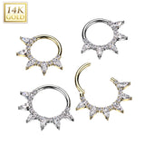 14K Solid Gold Teardrop Hinged Segment Ring for Nose Septum Cartilage