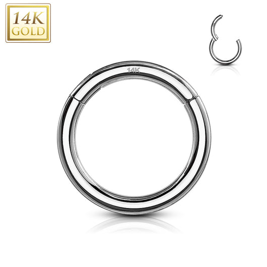 14Kt. Solid White Gold Hinged Segment Hoop Ring For Cartilage Daith Helix