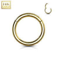 14K Solid Gold Hinged Segment Ring For Cartilage Daith Nose