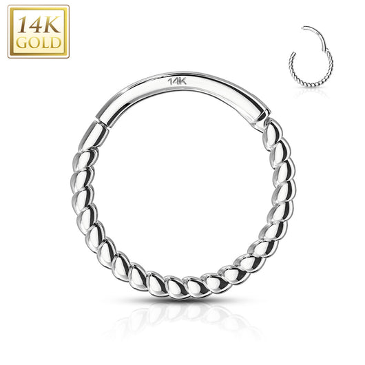 14Kt. Solid Gold Braided Hinged Segment Hoop Ring Ear Cartilage Daith Nose