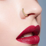 14 Kt. Solid Yellow Gold CZ Paved Half Circle Bendable Hoop Ring Ear Cartilage