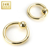 14K Solid Gold Hoop Captive Bead Rings