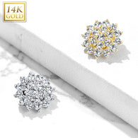 14K Solid Gold 8mm CZ Paved Flower Dermal Anchor Top