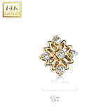 14K Solid Gold 5mm CZ Accented Flower Dermal Anchor Top