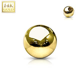 14Kt. Solid Gold Threaded Replacement Ball For Tragus Eyebrow Cartilage Labret