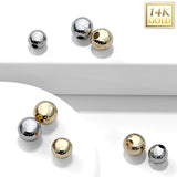 14K Solid Gold Threaded Replacement Ball Top For Barbell