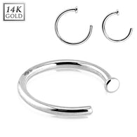 14K White Solid Gold Hoop Nose Ring