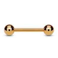 Rose Gold Plated Over Surgical Steel Barbell Tongue Rings 14GA
