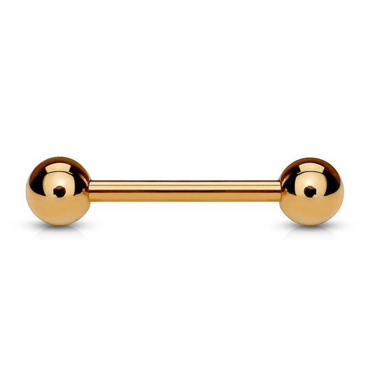 Rose Gold Plated Over Surgical Steel Barbell Tongue Rings 14GA