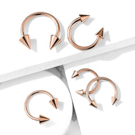 14K Rose Gold Plated Spike Horseshoe Circular Barbells Tragus Helix Cartilage Daith