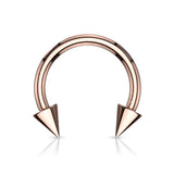 Rose Gold Plated Spike Horseshoe Circular Barbells Nipple Cartilage Daith
