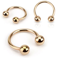 14K Rose Gold Plated Horseshoe Circular Barbells Tragus Helix Cartilage Daith Nipple 14GA