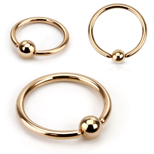 Rose Gold IP on 316L Surgical Steel Captive Bead Ring