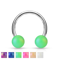 Matte Finish Pearlish Ball Surgical Steel Horseshoe Circular Barbell