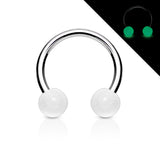 Glow in the Dark Balls 316L Surgical Steel Horseshoe Circular Barbells