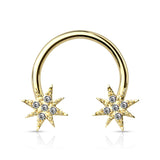 Crystal Paved Starburst End Horseshoe Circular Barbells