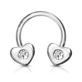 14kt. Gold Plated CZ Hearts Horseshoe Circular Barbells Septum Earrings