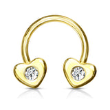 14kt. Gold Plated CZ Hearts Horseshoe Circular Barbells Septum Earrings