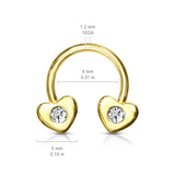 14kt. Gold Plated CZ Hearts Horseshoe Circular Barbells Septum Earrings