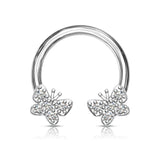 CZ Paved Butterfly End Horseshoe Circular Barbells Septum Earrings