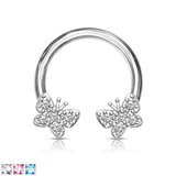 CZ Paved Butterfly End Horseshoe Circular Barbells Septum Earrings