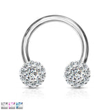 Multi CZ Paved Daisy End Horseshoe Circular Barbells Septum Earrings