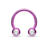 Front Facing CZ IP Horseshoe Circular Barbells for Nipple Septum Ear