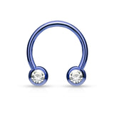 Front Facing CZ IP Horseshoe Circular Barbells for Nipple Septum Ear