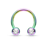 Front Facing CZ IP Horseshoe Circular Barbells for Nipple Septum Ear