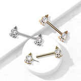 Pair 4 CZ  And Ball Cluster Threadless Push in Nipple Barbells