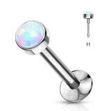 Push In Top White Opal Ball Labret Ear Cartilage Daith Triple Helix Tragus Piercing