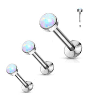 Push In Top White Opal Ball Labret Ear Cartilage Daith Triple Helix Tragus Piercing