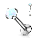 Push In Prong Set Opal Top Flat Back Stud Lip Labret Ear Cartilage Daith Helix 16G