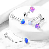 Push In Prong Set Opal Top Threadless Stud For Lip Labret Ear Cartilage Helix 20G