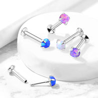 Push In Prong Set Opal Top Threadless Stud For Lip Labret Ear Cartilage Helix 20G