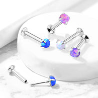 Push In Prong Set Opal Top Stud For Lip Labret Ear Cartilage 18G
