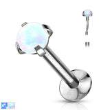 Push In Prong Set Opal Top Stud For Lip Labret Ear Cartilage 18G