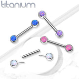 Pair Titanium Threadless Push in Opal Nipple Barbell