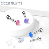 Titanium Threadless Push-In Cartilage Barbell with Opal