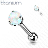 Titanium Threadless Push-In Cartilage Barbell With Opal Top